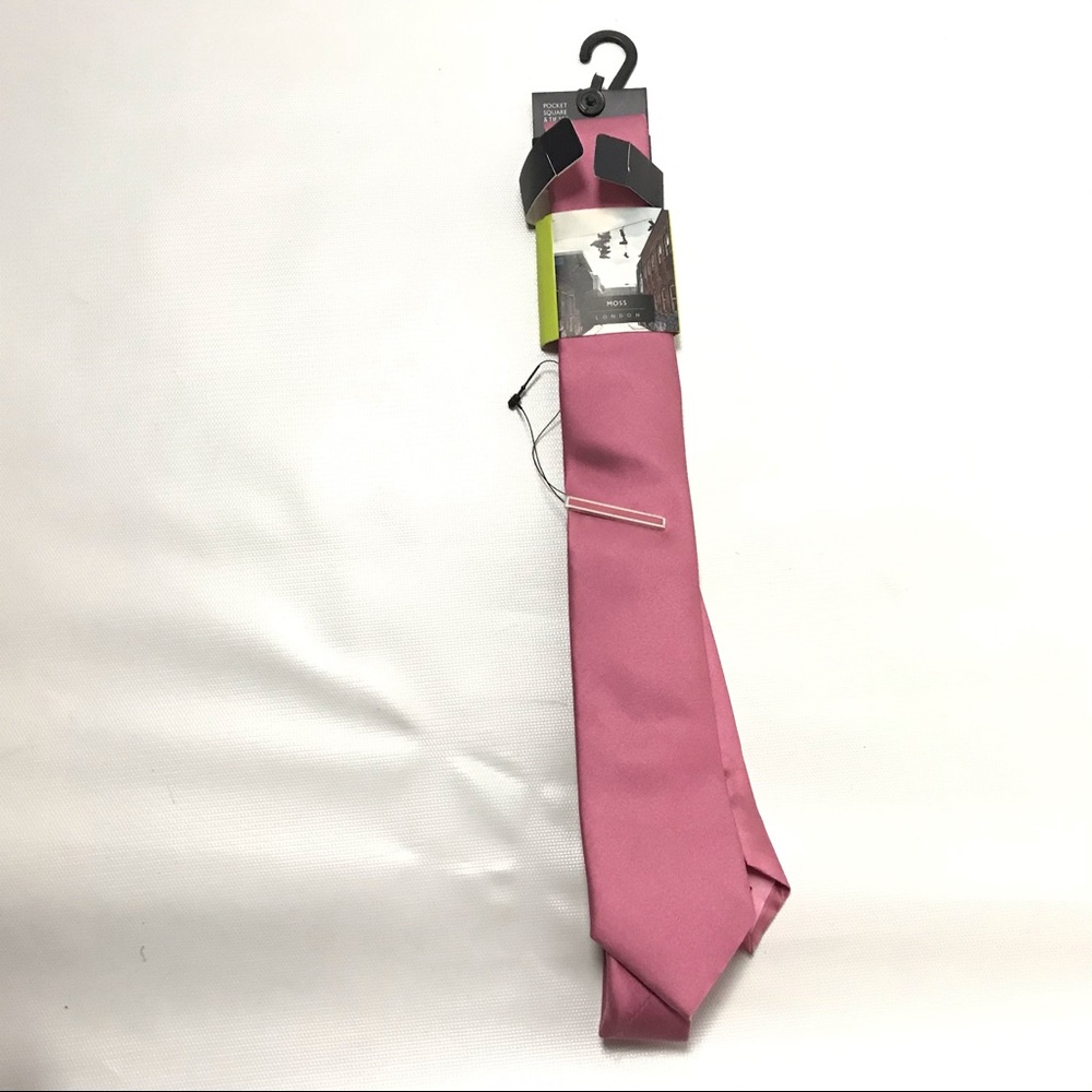 New Moss London Men’s Tie Skinny Textured Pink